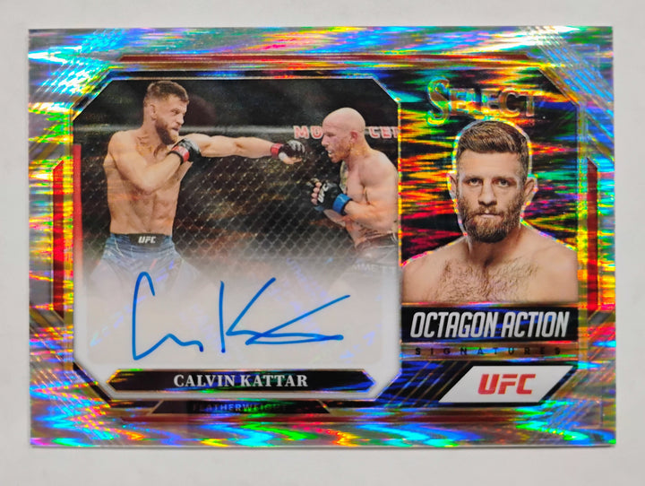 2023 Panini Select UFC Calvin Kattar #OA-CKT  Autograph (Silver Hyper Prizm) Octagon Action!
