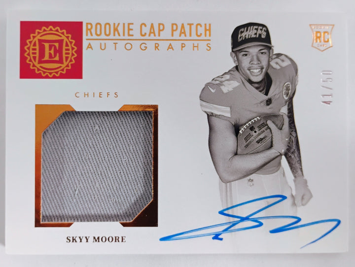 2022 Panini Encased Football Skyy Moore Rookie Cap Patch Autographs #'D 41/50