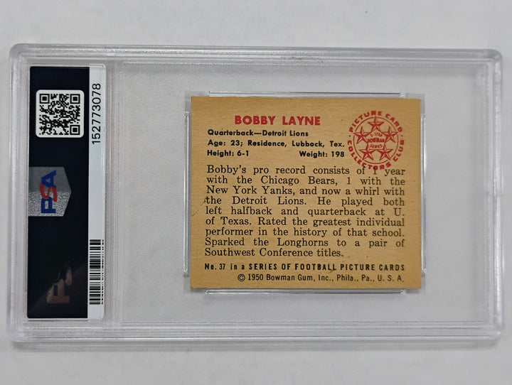 1950 Bowman Football Bobby Layne RC #37 PSA 5 EX
