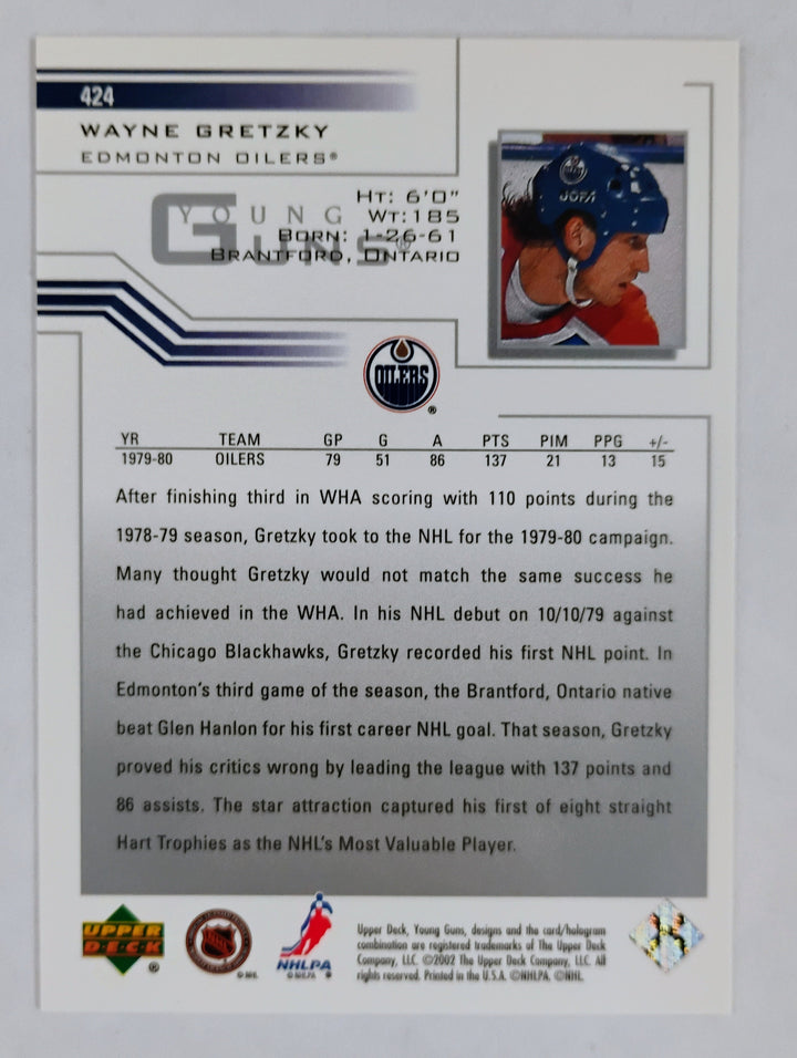 2001-02 Upper Deck Wayne Gretzky #424 Young Guns Flashback