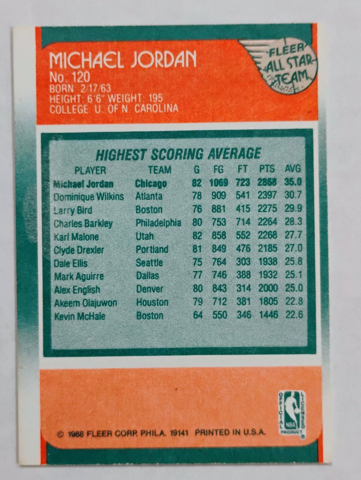 1988-89 Fleer Basketball Michael Jordan #120 All Star