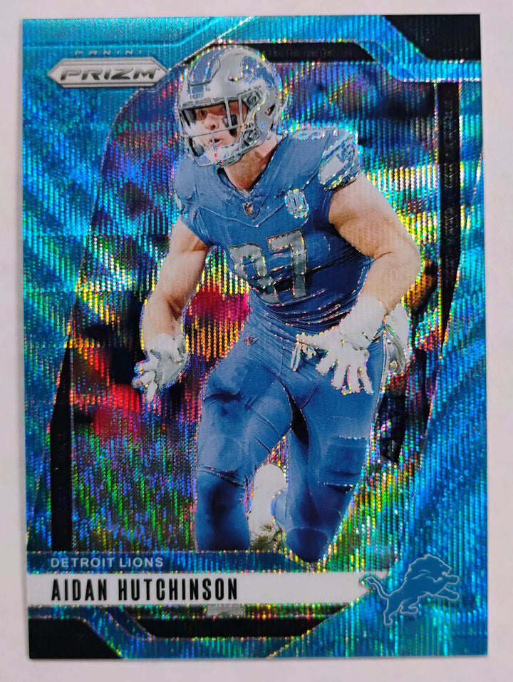 2024 Panini Prizm Foootball Aiden Hutchenson #97 Blue Wave Prizm /230