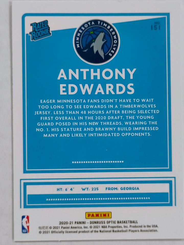 2020-21 Panini Donruss Optic Basketball Anthony Edwards #151 RC