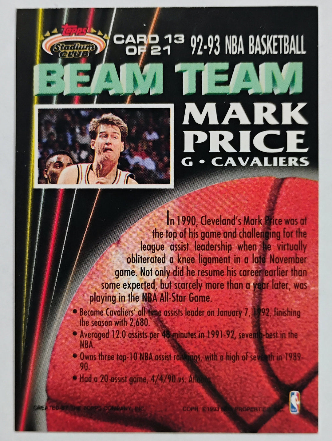 1992-93 Stadium Club Basketball Mark Price #13 Beam Team