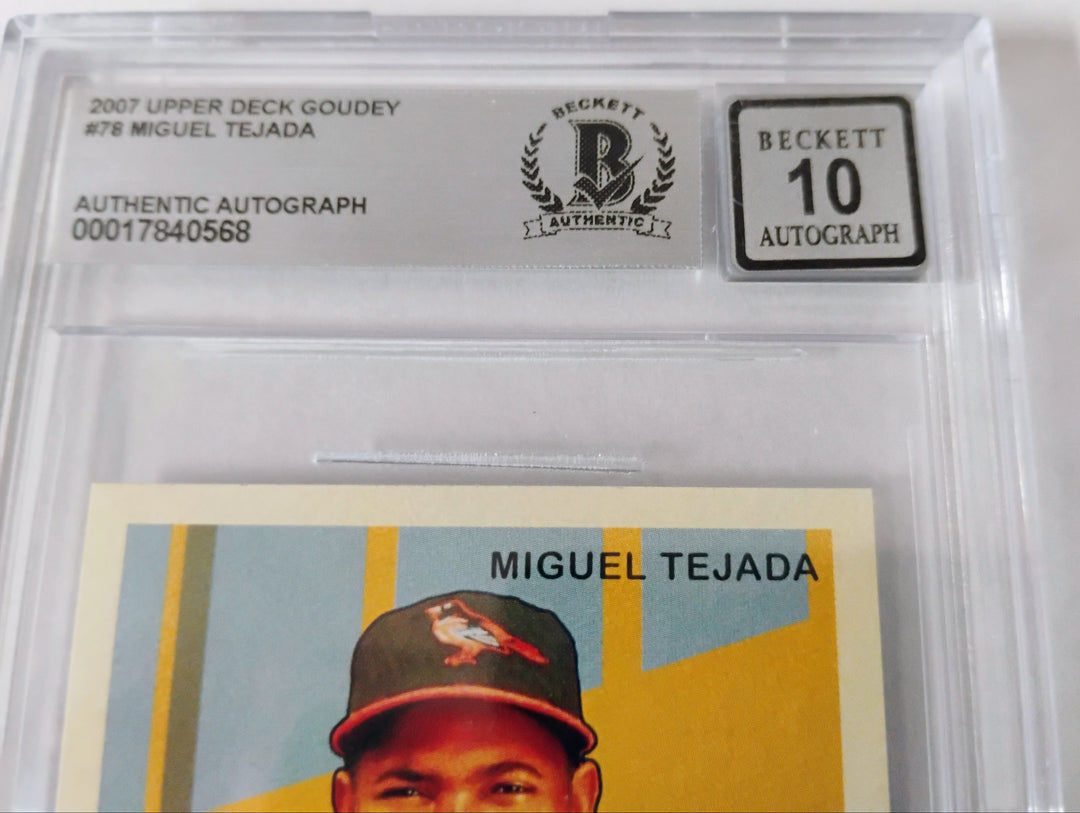 2007 Upper Deck Goudey Miguel Tejada Authentic Autograph Beckett 10