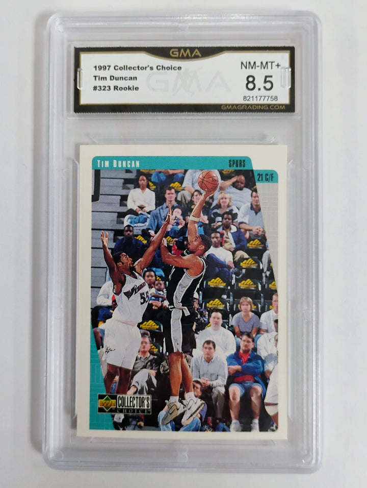 1997 Collector's Choice Basketball Tim Duncan RC #323 GMA 8.5 NM-MT