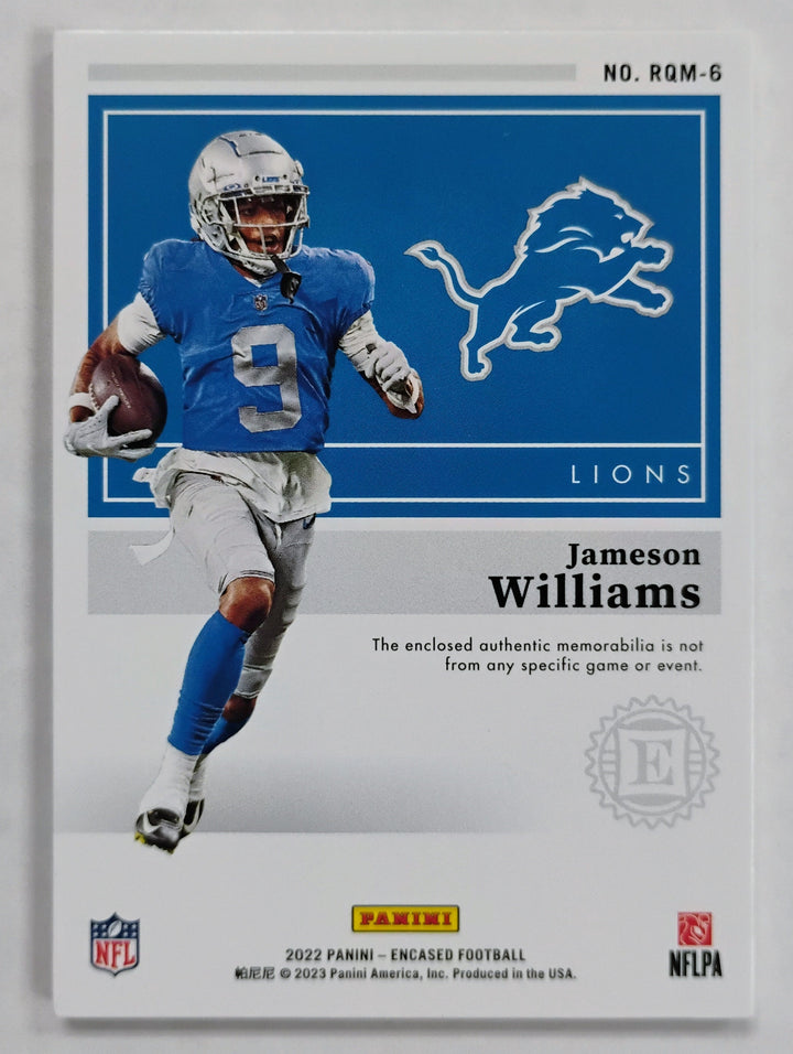 2022 Panini Encased Football Jameson Williams #RQM-6 Pink/15