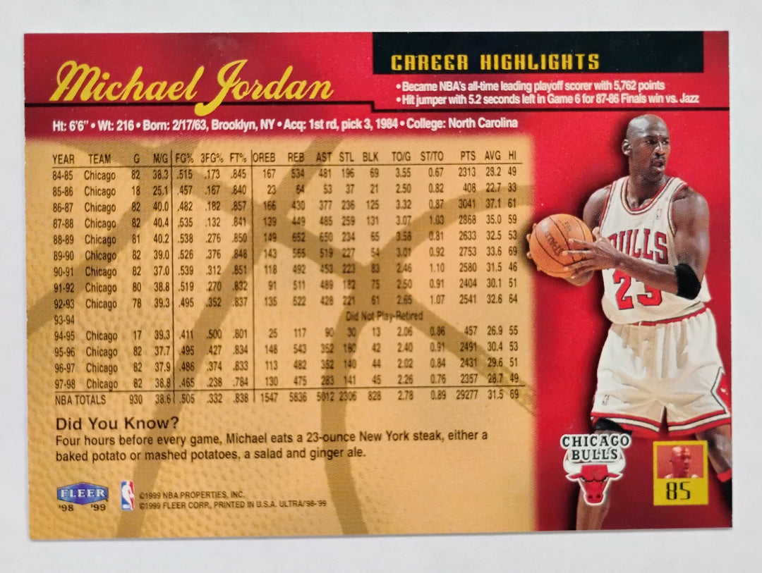 1998-99 Fleer Ultra Basketball Michael Jordan #85