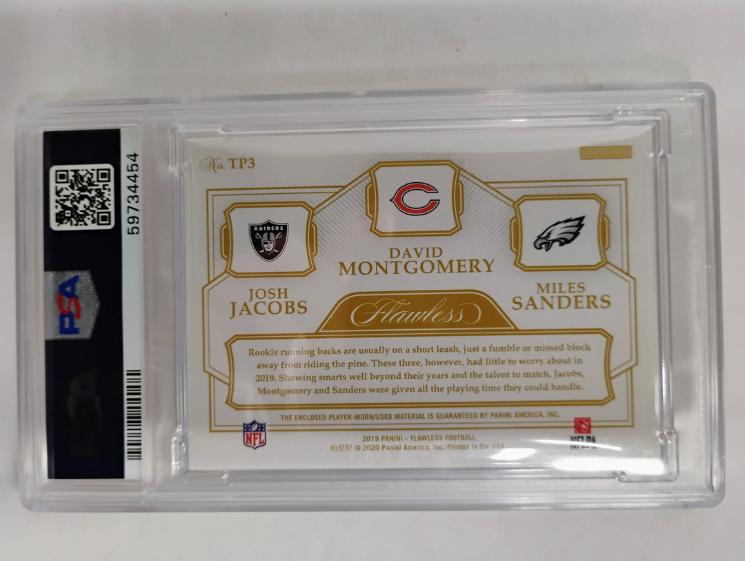 2019 Panini Flawless  Football Jacobs/Montgomery/Sanders Triple Patches-Emerald TP# GEM MINT 10 #1/5