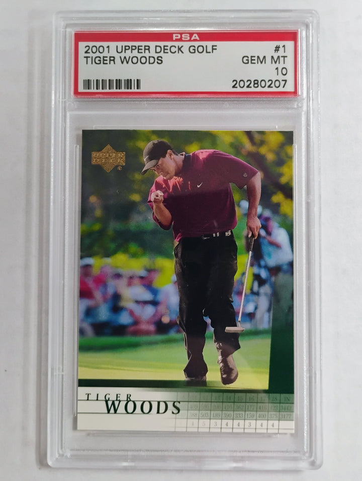 2001 Upper Deck Golf Tiger Woods #1 PSA 10 GEM Mint 10