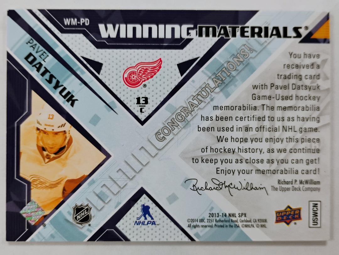 2013-14 Upper Deck SPx Hockey Pavel Datsyuk #WM-PD Winning Materials