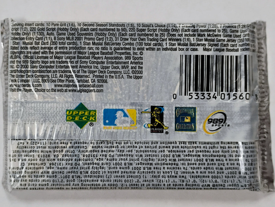 2001 Upper Deck MVP Baseball Sealed Hobby Pack