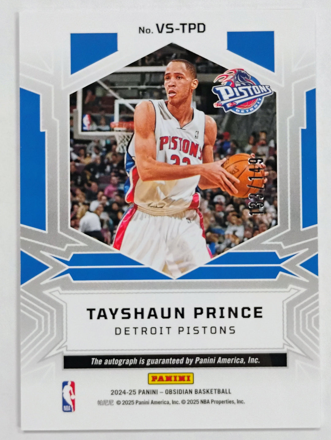 2024-25 Panini Obsidian Basketball Tayshaun Prince #VS-TPD Volcanic Auto /149