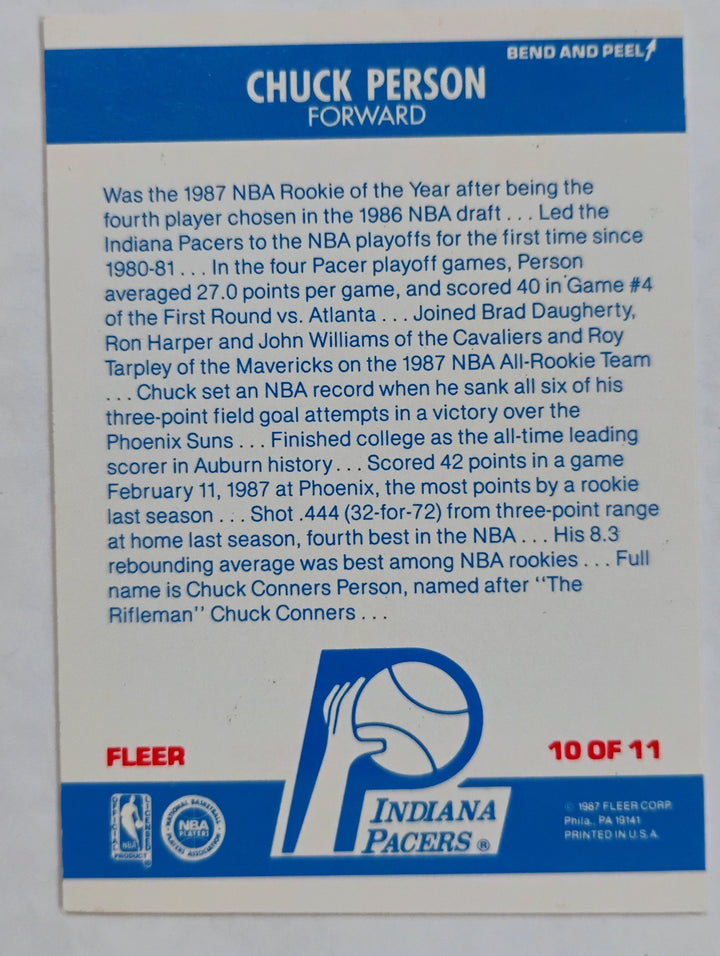 1987-88 Fleer Basketball Chuck Person #10 Sticker