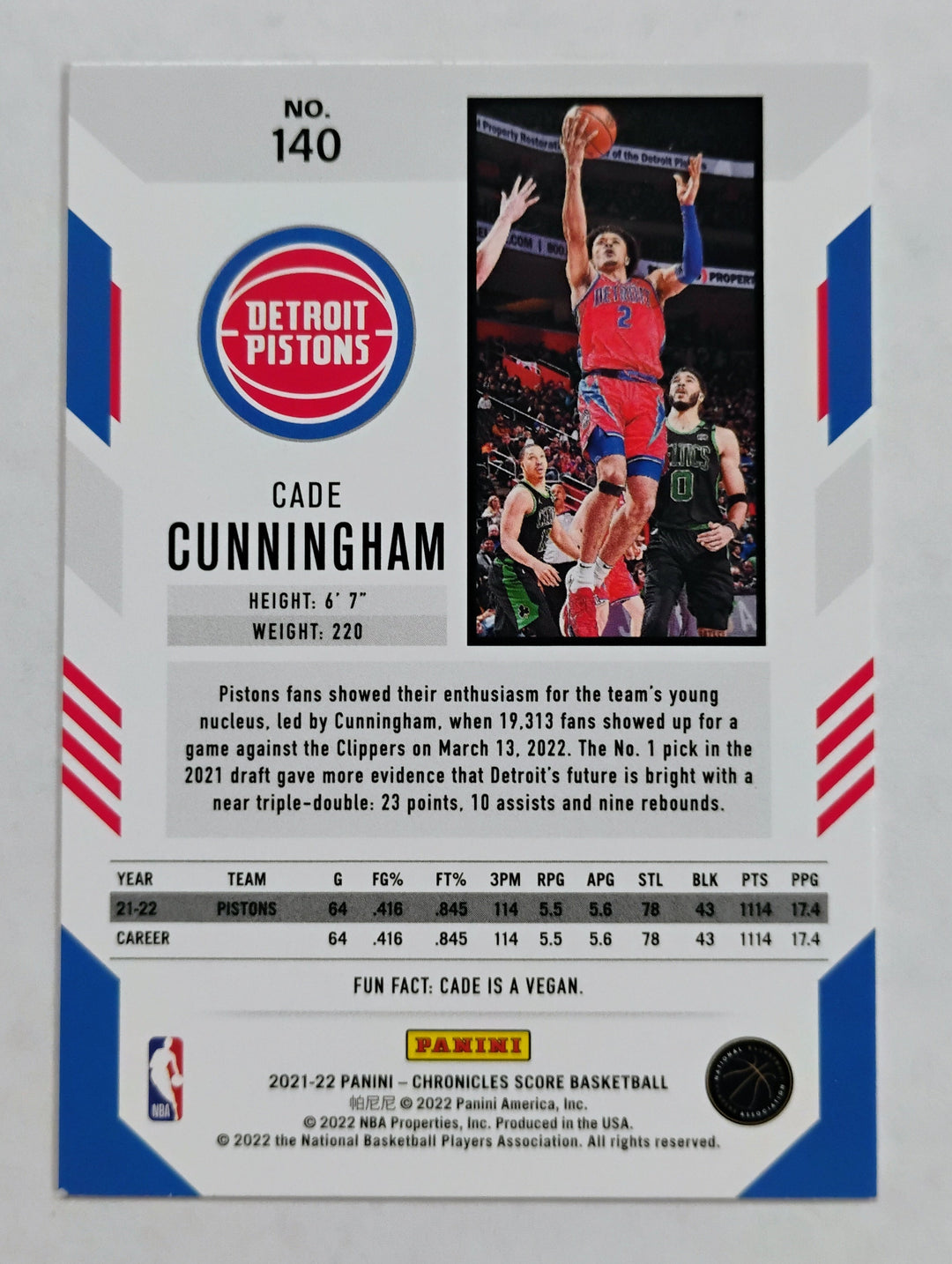 2021-22 Panini Chronicles Cade Cunningham Score Rookie #140