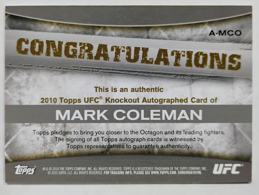 2010 Topps UFC Mark Coleman #A-MCO /188 "1st Autograph" Knockout!