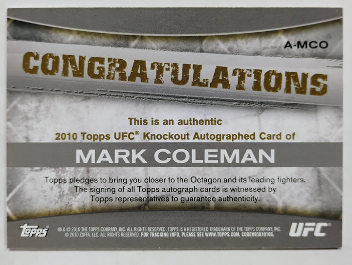 2010 Topps UFC Mark Coleman #A-MCO /188 "1st Autograph" Knockout!