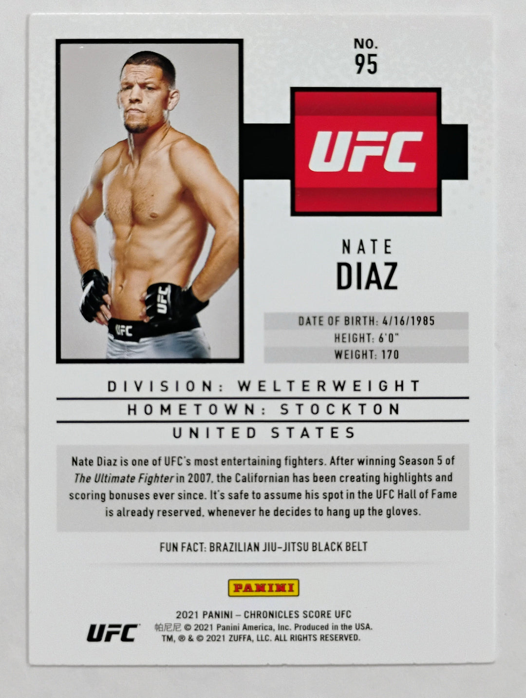 2021 Panini UFC Nate Diaz Chronicles Score #95