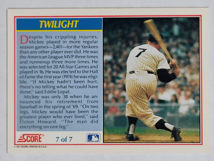 1991 Score Baseball Mickey Mantle #7 Twilight