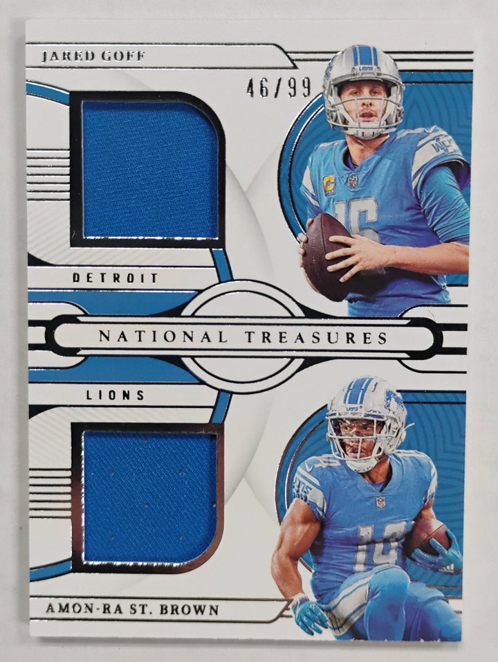 2022 Panini National Treasures Football Jared Goff/Amon-Ra St. Brown #GCM-DET