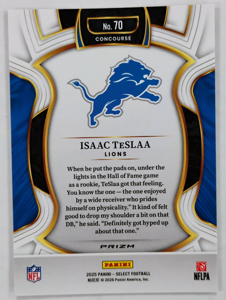 2025 Panini Select Football Isaac TeSlaa RC #70 Concourse Zebra Prizm