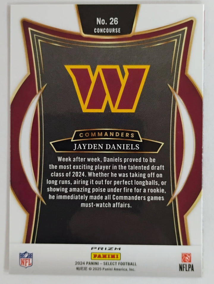 2024 Select Football Jayden Daniels RC #26 Concourse Red Yellow Prizm
