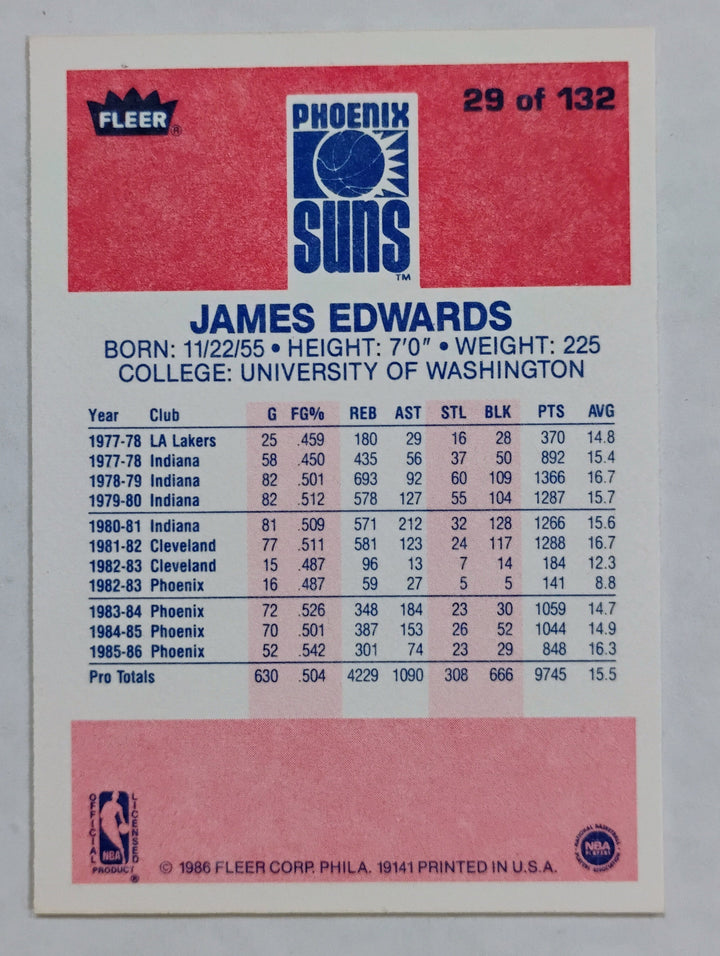 1986-87 Fleer Basketball James Edwards #29