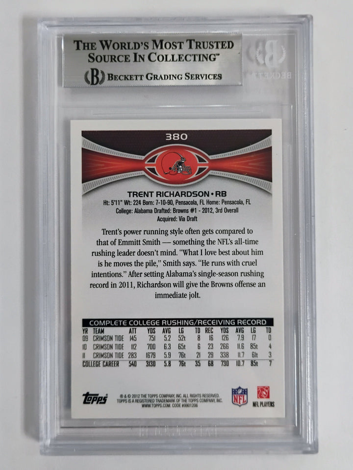 2012 Topps Football Trent Richardson #380C Running Forward Fctory Set BGS 9