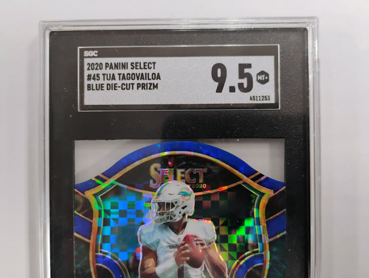 2020 Select Football Tua Tagovailoa #45 Blue Die-Cut Prizm Concourse SGC 9.5 MT+