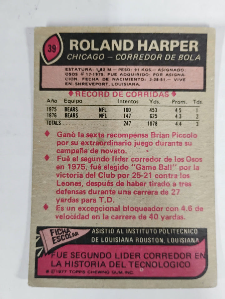 1977 Topps Mexican Football Roland Harper #39