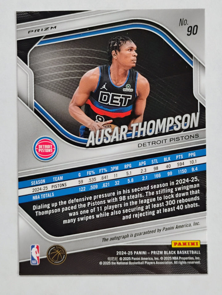 2024-25 Panini Prizm Black Basketball Ausar Thompson #90  Silver Prizm Auto