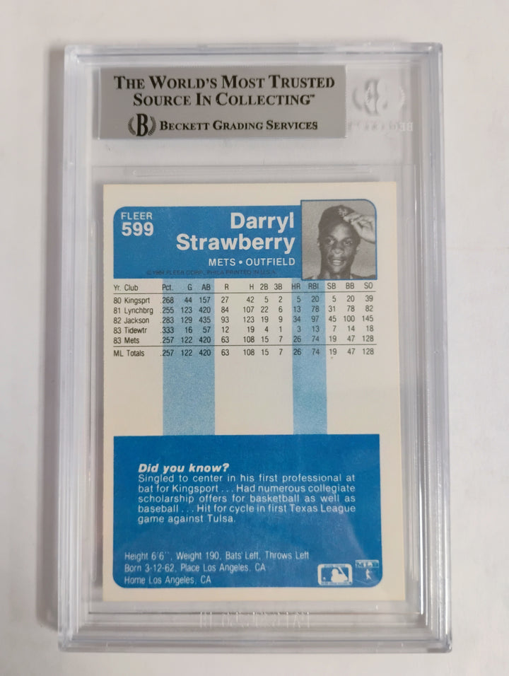 1984 Fleer Baseball Darryl Strawberry Rookie BGS 7.5