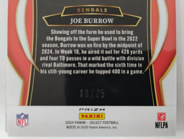2024 Panini Select Football Joe Burrow #39 Concourse Tie-Dye Prizm