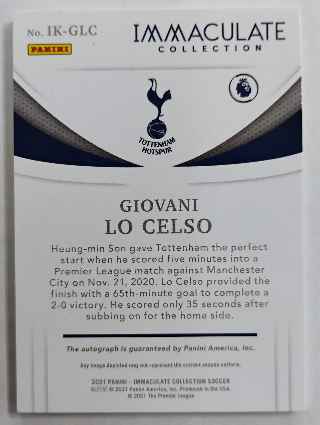 2021 Panini Immaculate Collection Soccer Giovani Lo Celso #IK-GLC INK