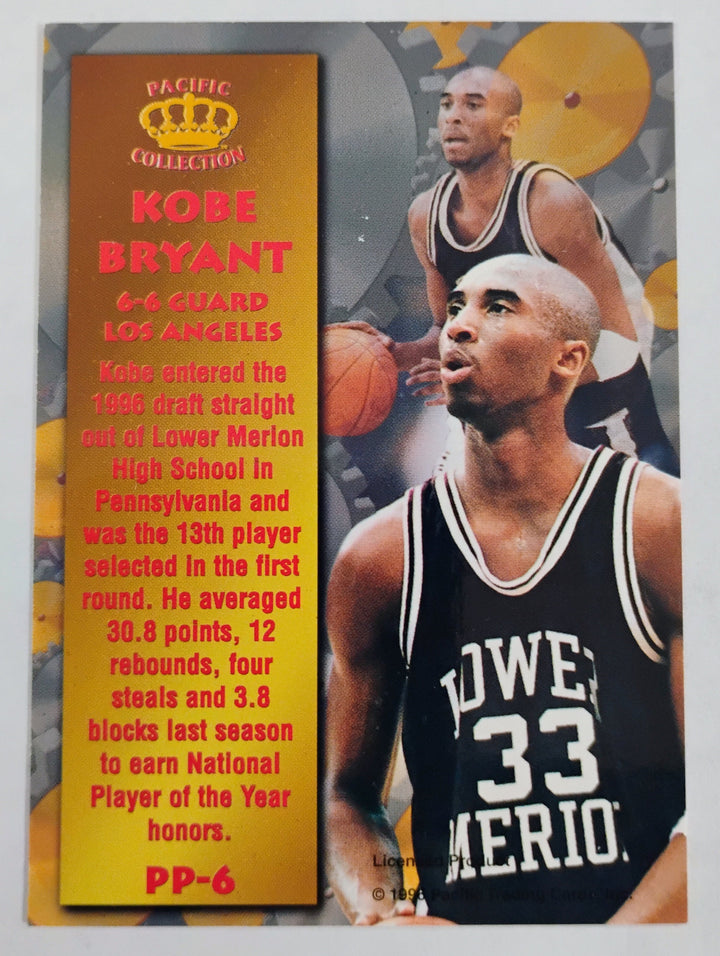 1996 Pacific Collection Kobe Bryant RC #PP-6 Gold Foil