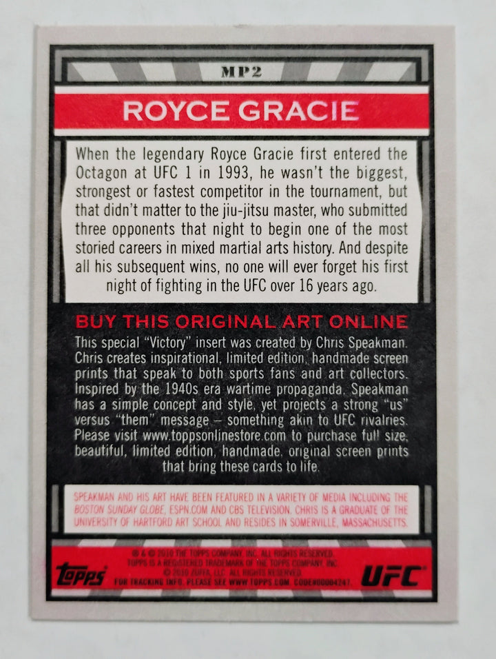 2010 Topps UFC Royce Gracie "Fight the Good Fight" #MP2 "For Victory!"