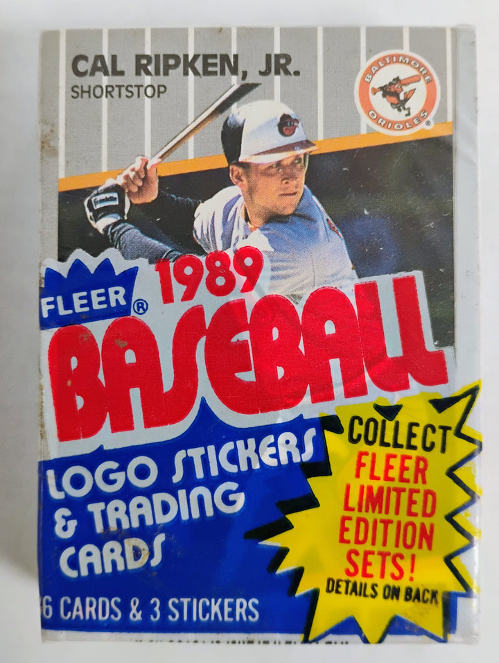 1989 Fleer Baseball Cello Pack W/ Cal Ripken Jr. Showing On Top