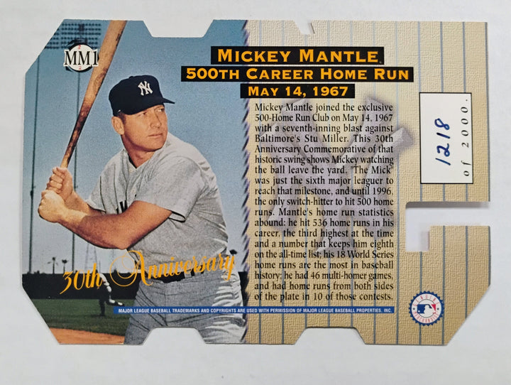 1997 Score Board Mickey Mantle #MM1 500th Home Run Copper