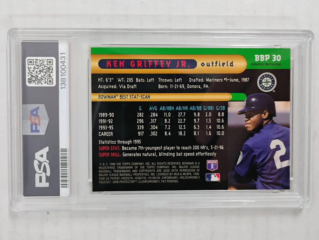 1996 Bowman's Best Ken Griffey Jr. #BBP30 Preview Atomic Refractor PSA 8 NM-MT