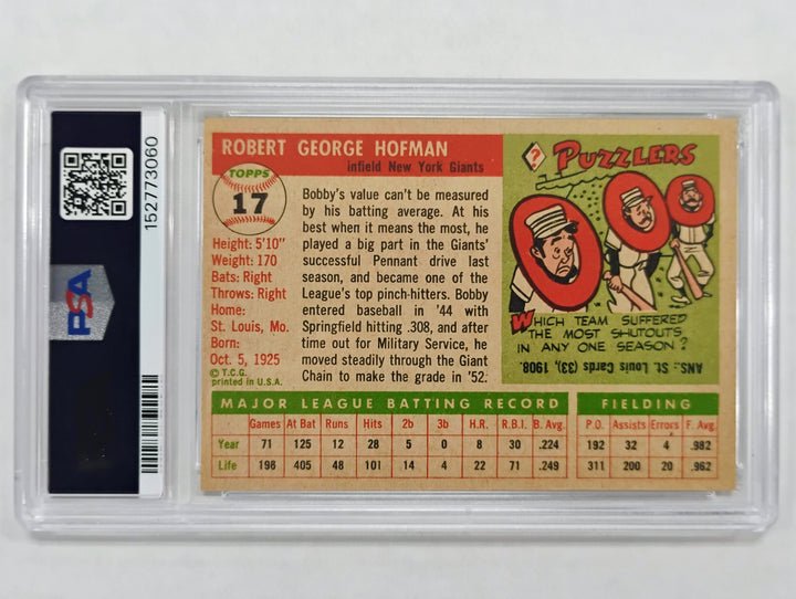 1955 Topps Baseball Bobby Hofman #17 PSA 7 NM