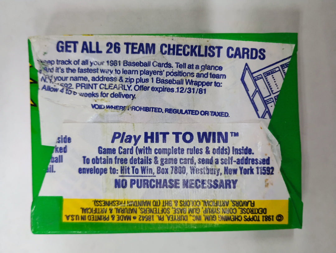 1981 Topps Baseball Wax Pack