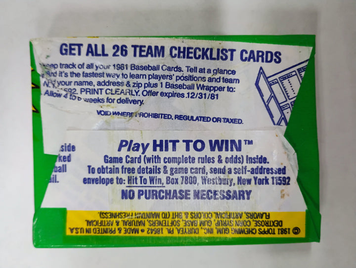 1981 Topps Baseball Wax Pack