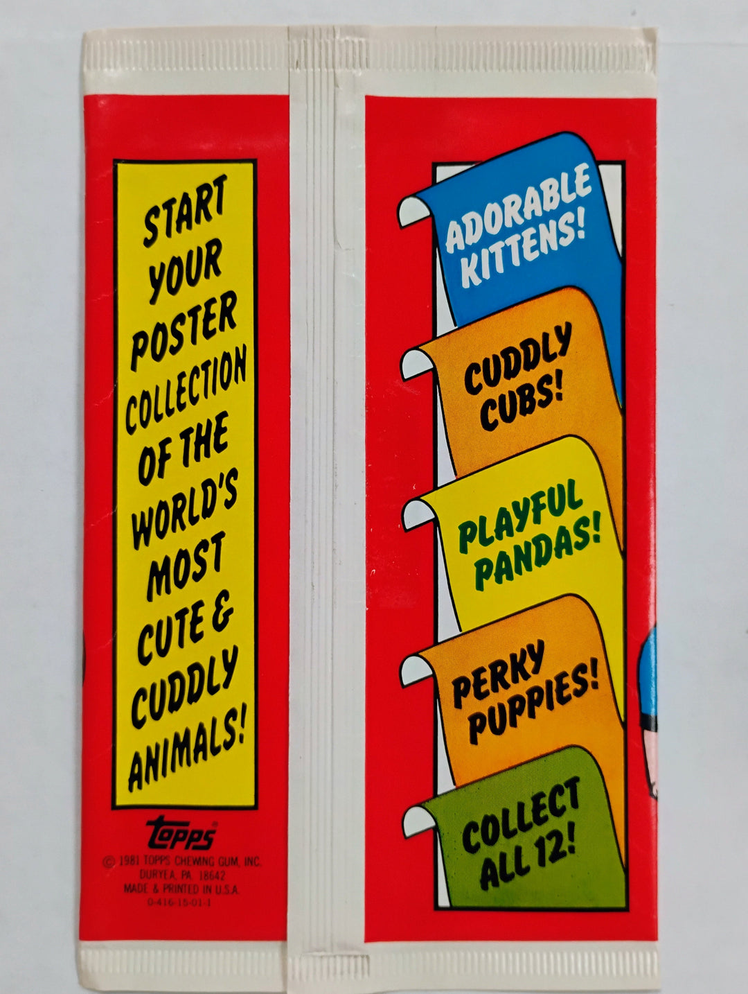 1981 Topps Cute 'n Cuddly Animal Posters Pack