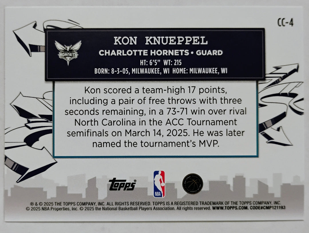 2025 Topps Basketball Kon Knueppel #CC-4  Clutch City Prospects