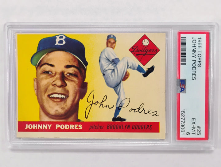 1955 Topps Baseball Johnny Podres #25 PSA 6 EX-MT