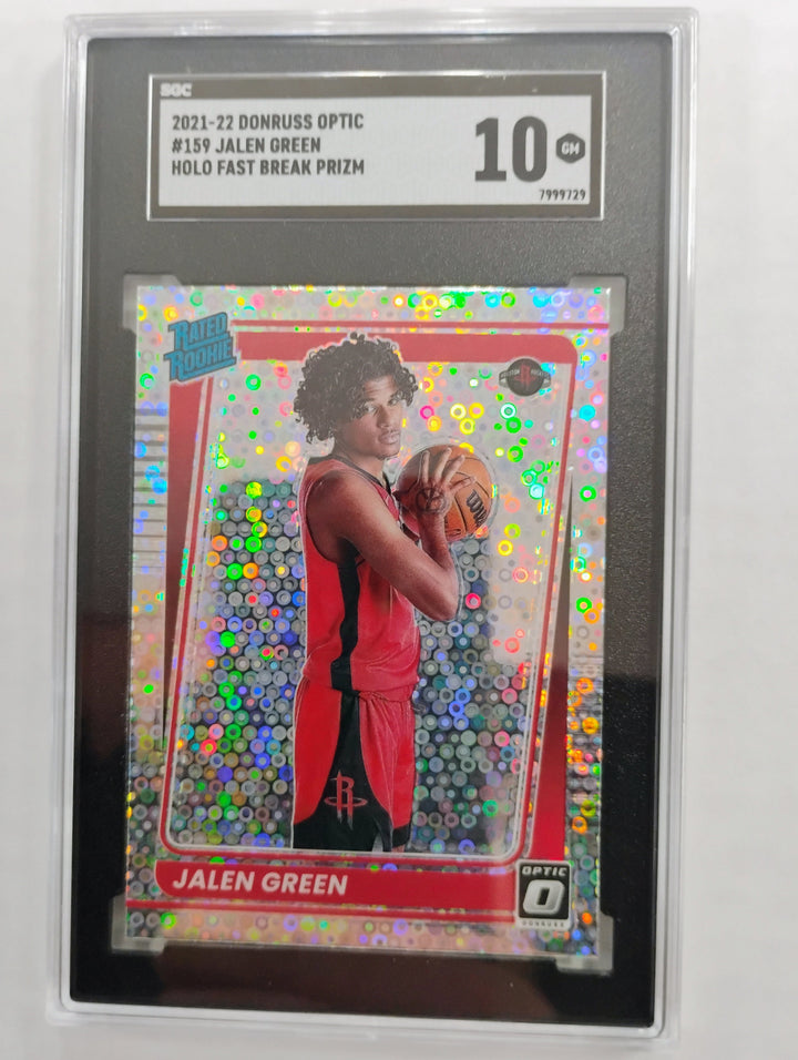 2021-22 Panini Donruss Optic Jalen Green #159 Holo Fast Break Prizm SGC 10