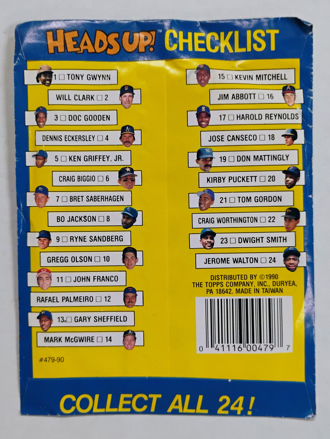 1990 Topps Heads Up! Baseball Stars Sealed Pack