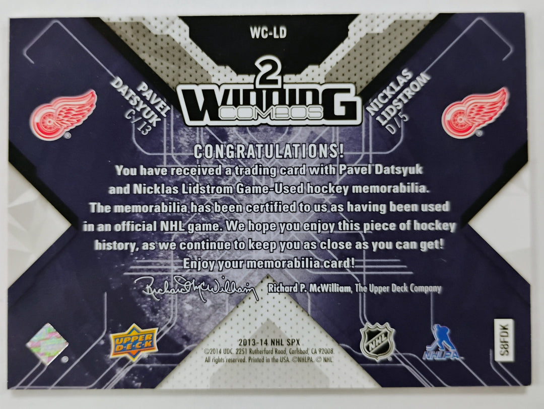 2013-14 Upper Deck SPx Hockey Datsyuk/Lidstrom #WC-LD Winning Combos
