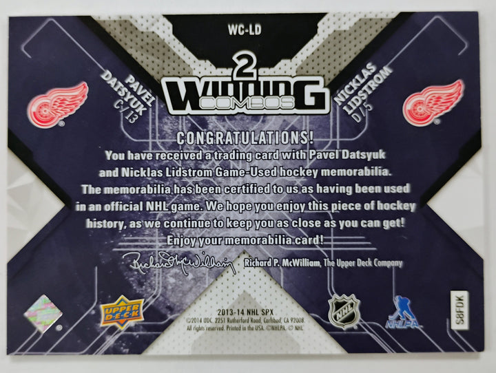 2013-14 Upper Deck SPx Hockey Datsyuk/Lidstrom #WC-LD Winning Combos