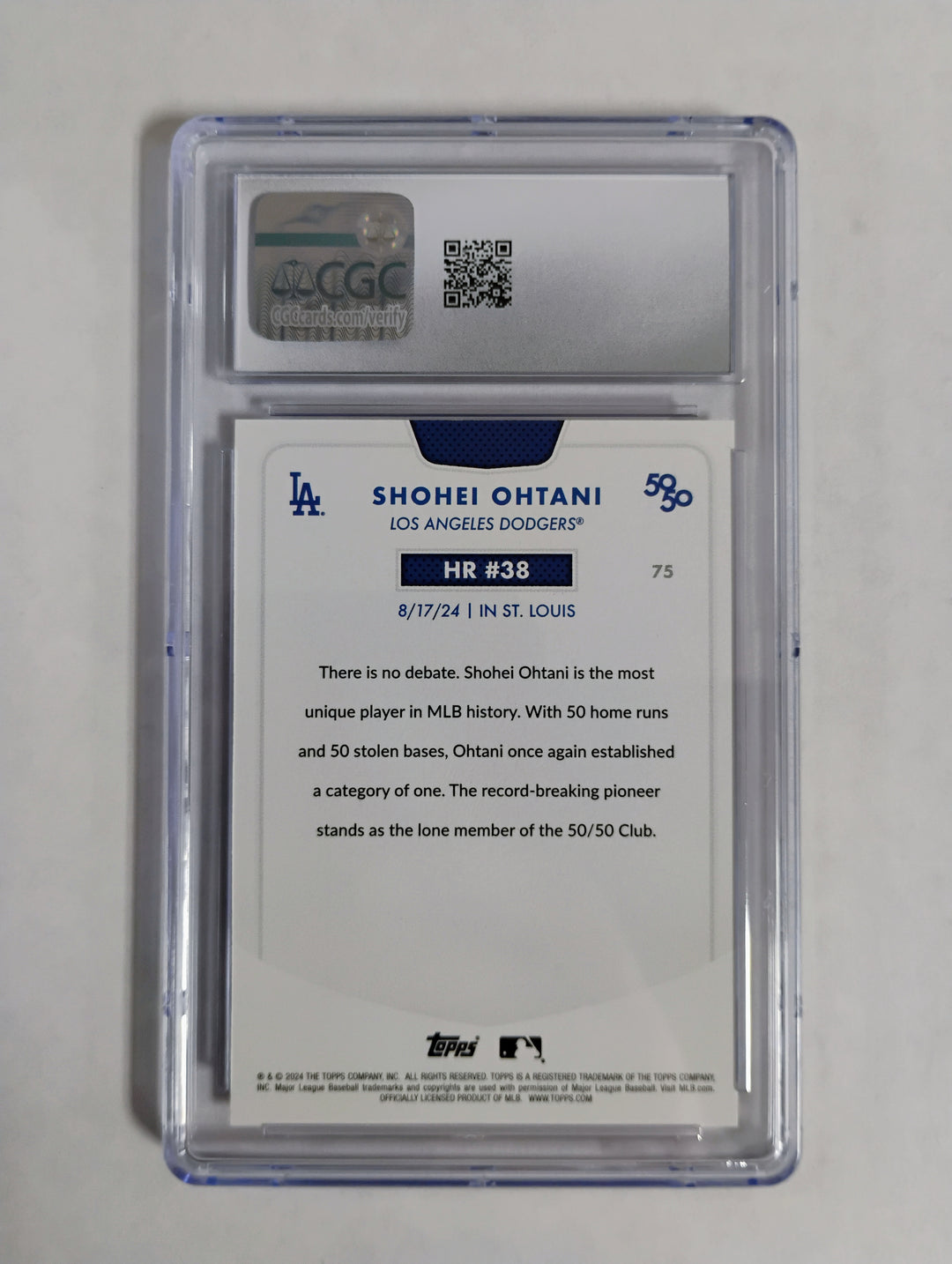 2024 Topps Baseball 50/50 Shohei Ohtani #75 CGC Mint 10